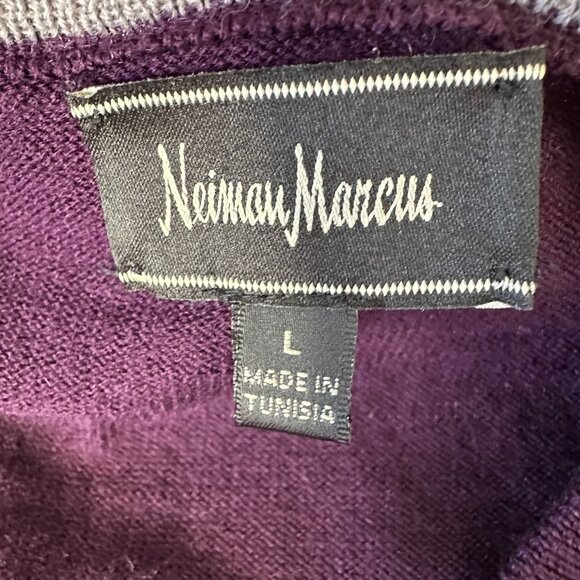Neiman Marcus Merino Wool Pullover Sweater Mens Size L Purple - Picture 3 of 8
